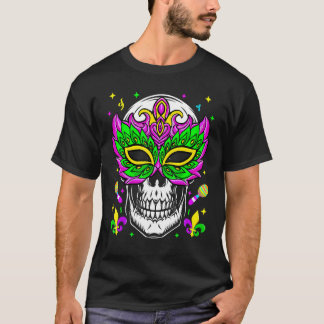 Camiseta Skull Mask Mardi Gras Louisiana Carnival Party Men