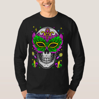 Camiseta Skull Mask Mardi Gras Louisiana Carnival Party Men