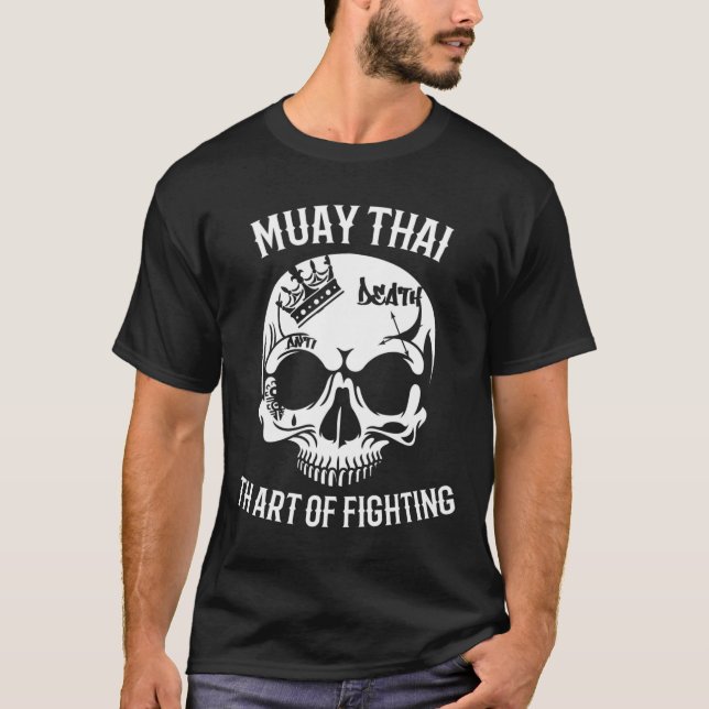 Camiseta Skull Muay Thai - Nak Muay, Presente de Kickboxing (Frente)