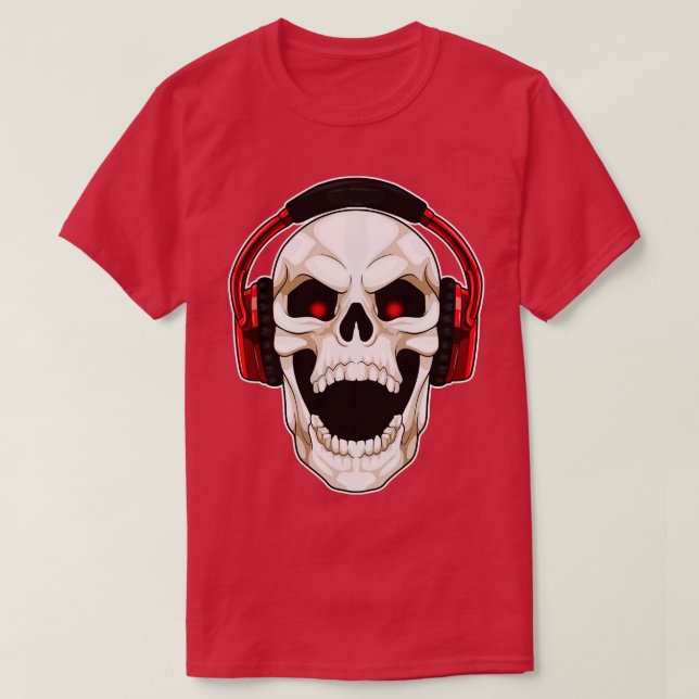 Camiseta Skull Musical Headphone Music (Frente do Design)