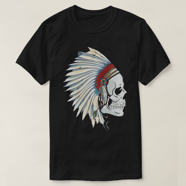 Camiseta Skull Native American (Frente do Design)
