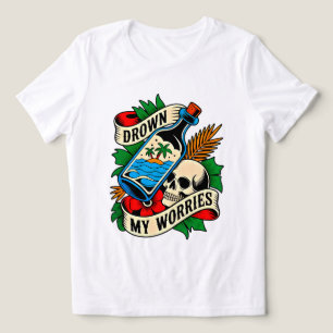 Camiseta Skull & Sunset Tropical Tattoo   Ideia Única de Pr