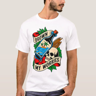 Camiseta Skull & Sunset Tropical Tattoo | Ideia Única de Pr
