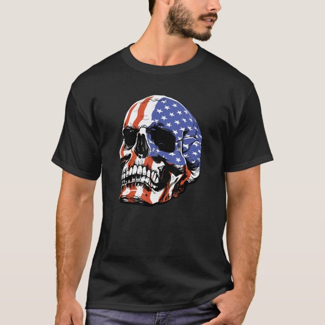 Camiseta Skull USA Flag America (Frente)