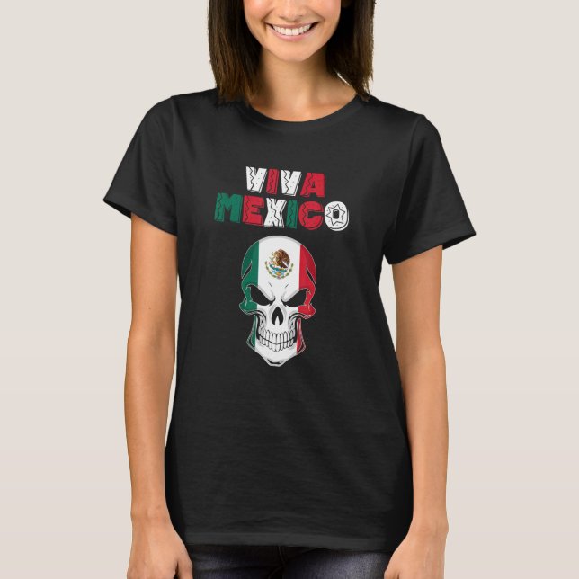Camiseta Skull Viva Mexico Pride Independence Day Mexican F (Frente)
