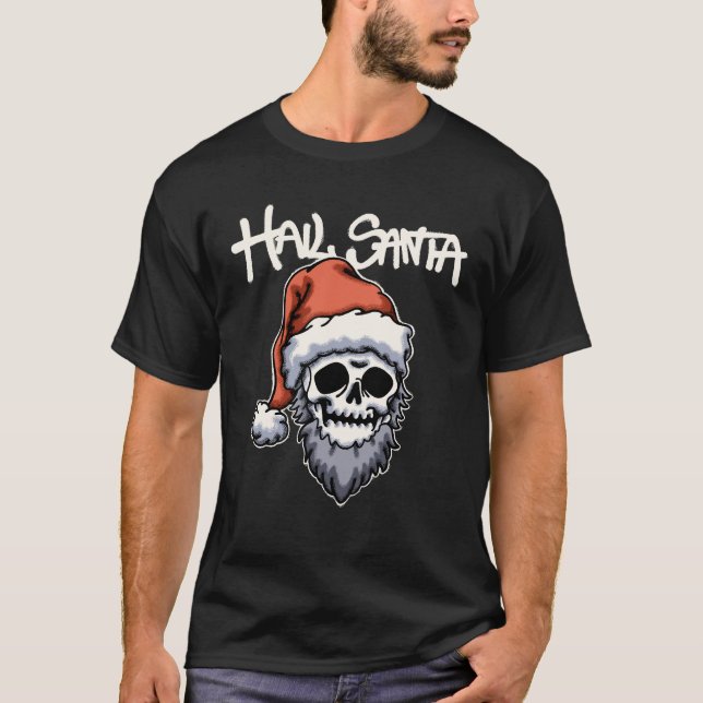 Camiseta Skull Wearing Santa Hat streetwear  (Frente)