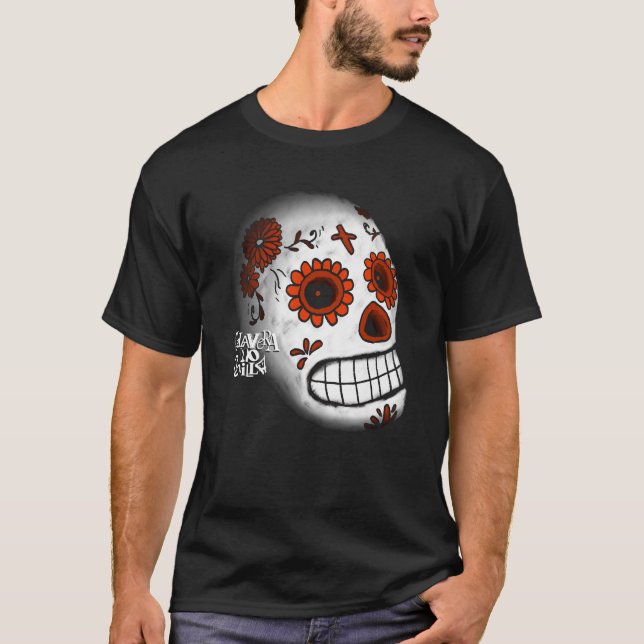 Camiseta Skull white and flowes (Frente)