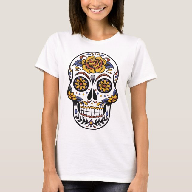 Camiseta Skull with Flowers (Frente)