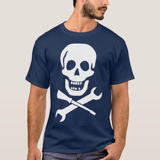Camiseta Skull with tools for plumber electrician (Frente)