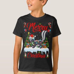 Camiseta Skunks Lover Xmas Lighting Santa Hat Skunks Cristo