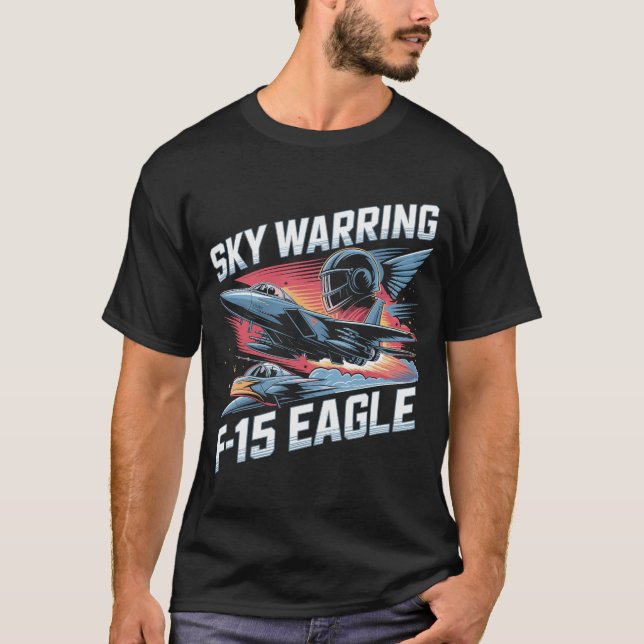 Camiseta Sky Warring F-15 Eagle Jet Fighter Aviation Combat (Frente)