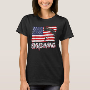 Camiseta Skydive Parachute Skydiver Parachutist USA Flag Di