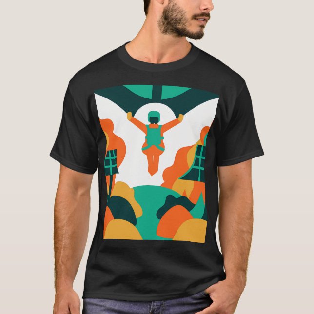 Camiseta Skydiver Descending Over Solar Powered Landscape (Frente)