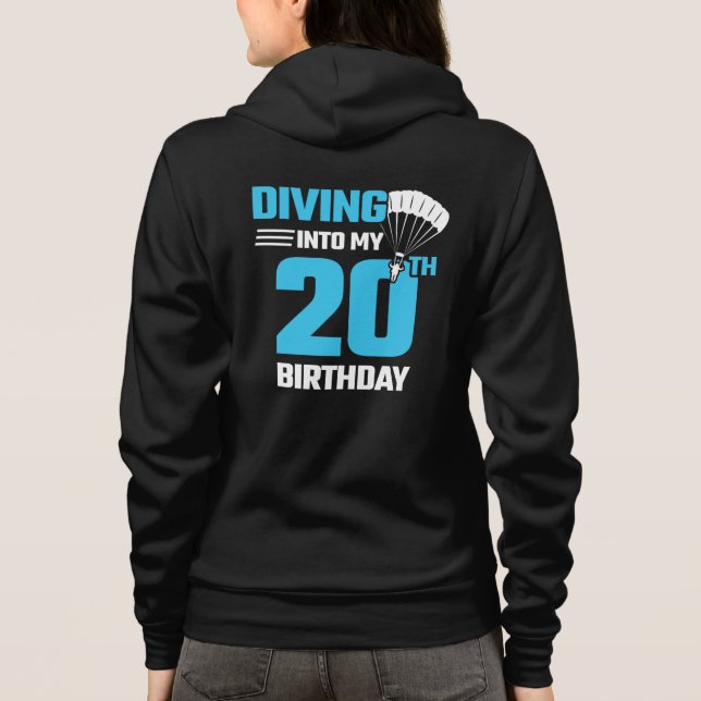 Camiseta Skydiving Birthday - 20 - Primeira Vez Skydiving (Verso)