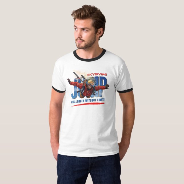 Camiseta Skydiving-Feel Freedom Above Clouds | Men's Ringer (Frente Completa)