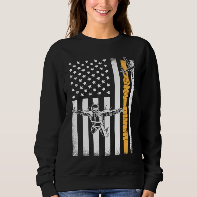 Camiseta Skydiving  Parachuting American Skydiver USA Flag (Frente)