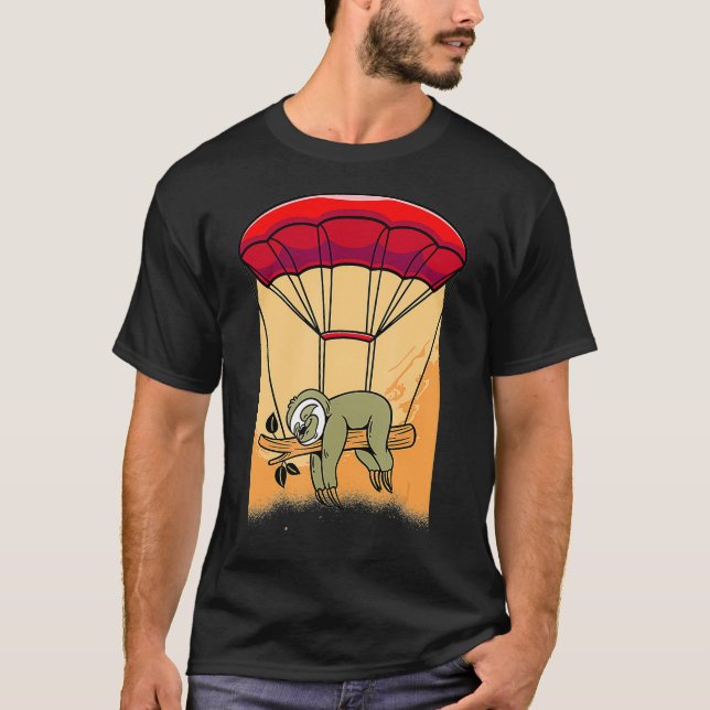 Camiseta Skydiving Sloths Engraçado Sloth Skydiver Parachut (Frente)
