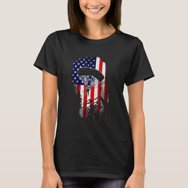 Camiseta Skydiving USA American Flag Patriotic Skydiver Jul (Frente)