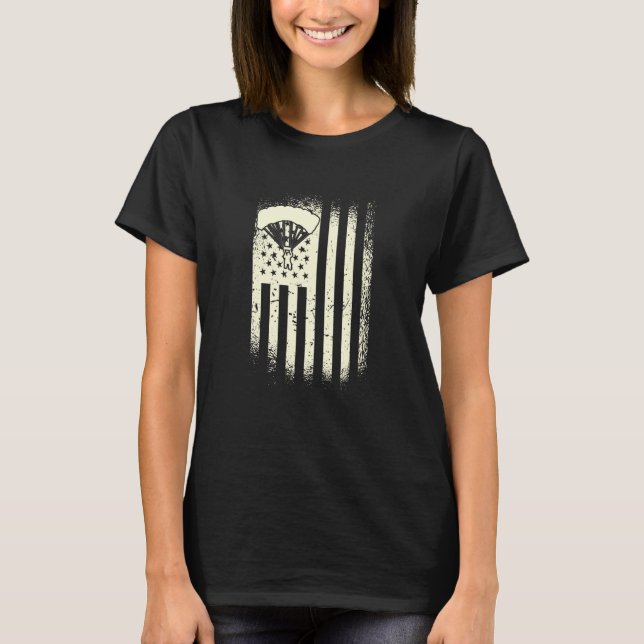 Camiseta Skydiving USA Flag Parachute American Skydiver (Frente)