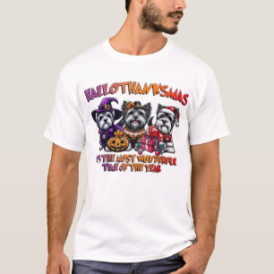 Camiseta Skye Terrier Halloween Ação de Graças Natal Clas