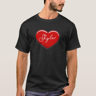 Camiseta Skyler do Coração Desenhado à Mão - Nome Corações