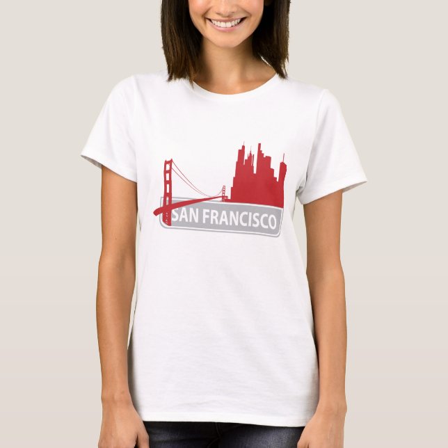 Camiseta Skyline da ponte Ouro San Francisco (Frente)