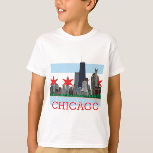 Camiseta Skyline de Chicago e bandeira da cidade