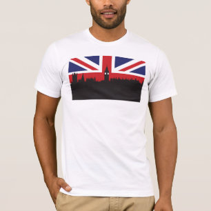Camiseta Skyline   de Londres a bandeira britânica