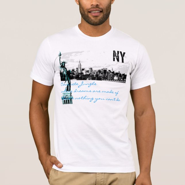 Camiseta skyline do nyc, estátua da liberdade, selva (Frente)