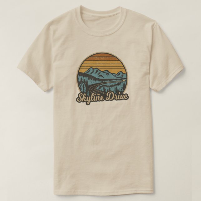 Camiseta Skyline Drive Virginia Retro (Frente do Design)