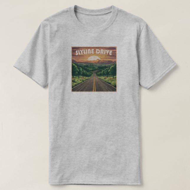 Camiseta Skyline Drive Virginia Sunset (Frente do Design)