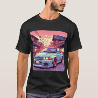 Camiseta Skyline GTR32 Carro em Cidade Japonesa