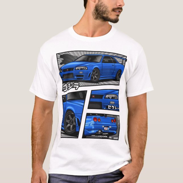 Camiseta Skyline Gtr R34 Manga Lovers T-ShirtGTR R-34 Manga (Frente)