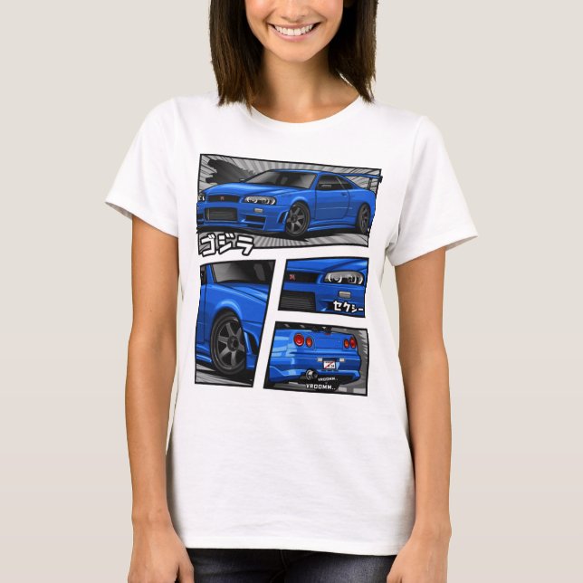 Camiseta Skyline Gtr R34 Manga Lovers T-ShirtGTR R-34 Manga (Frente)