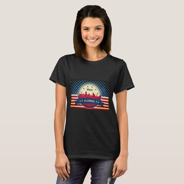Camiseta Skyline Miami Florida (Frente Completa)