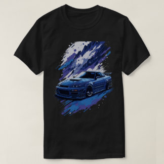 Camiseta Skyline modificado azul em uma abertura de pintura