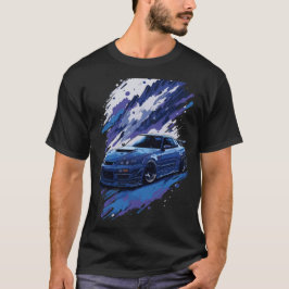 Camiseta Skyline modificado azul em uma abertura de pintura