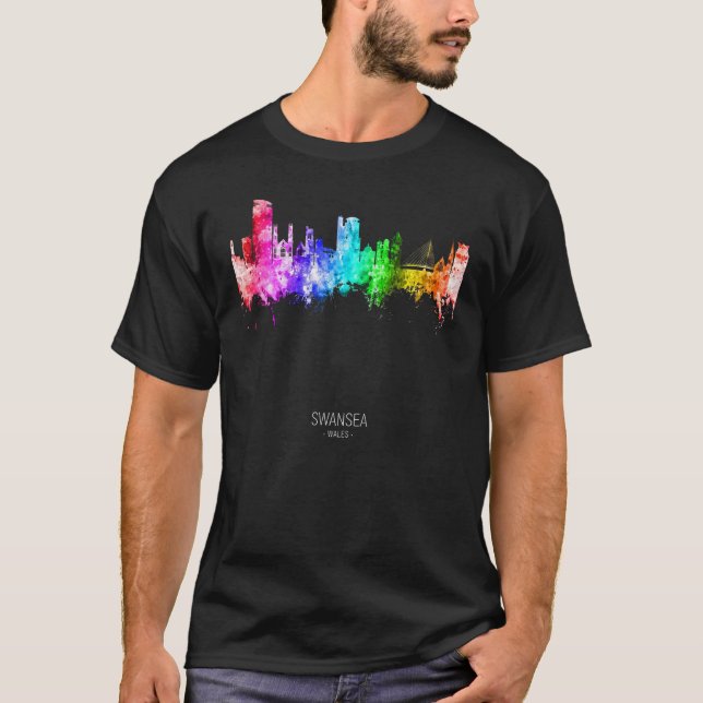 Camiseta Skyline Swansea Wales (Frente)