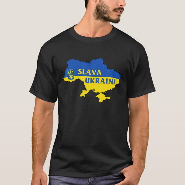 Camiseta Slava Ucraniano Glória À Ucrânia A Favor Da Ucrâni (Frente)
