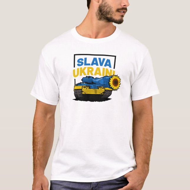 Camiseta Slava Ucraniano Liberdade Para A Ucrânia Tanque (Frente)