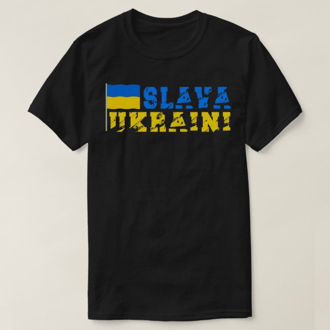 Camiseta Slava Ucraniano Ucrânia apoia o Orgulho de Bandeir (Frente do Design)