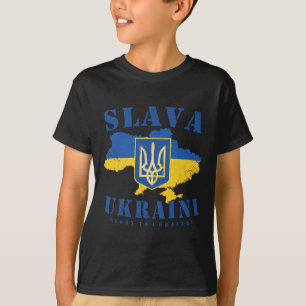 Camiseta Slava Ukraini Bandeira ucraniana Tryzub Glória à U