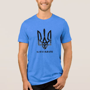Camiseta SLAVA UKRAINI. Brasão de Armas da Ucrânia. Camiset