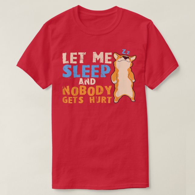 Camiseta Sleeping Corgi Dog, Sleepshirt, Pajamas  (Frente do Design)