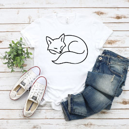 Camiseta Sleeping Fox Line Art – Minimal Nature Animal 