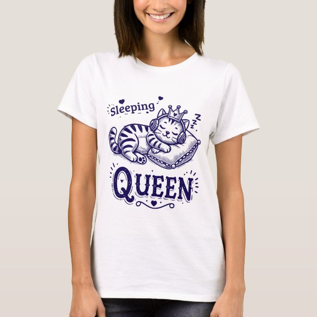 Camiseta Sleeping Queen süßes Kätzchen für Katzenliebhaber (Frente)