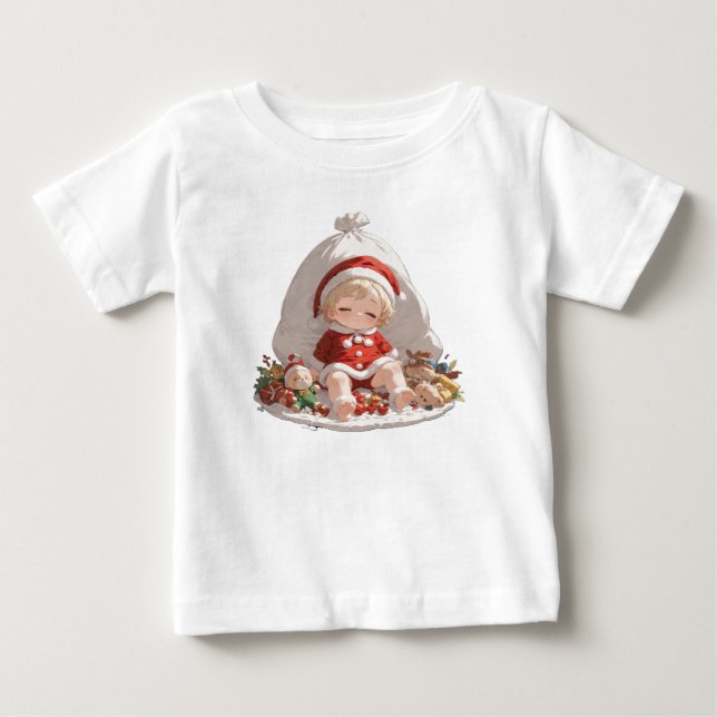 Camiseta Sleeping Santa Christmas Fine Jersey Baby Tee (Frente)
