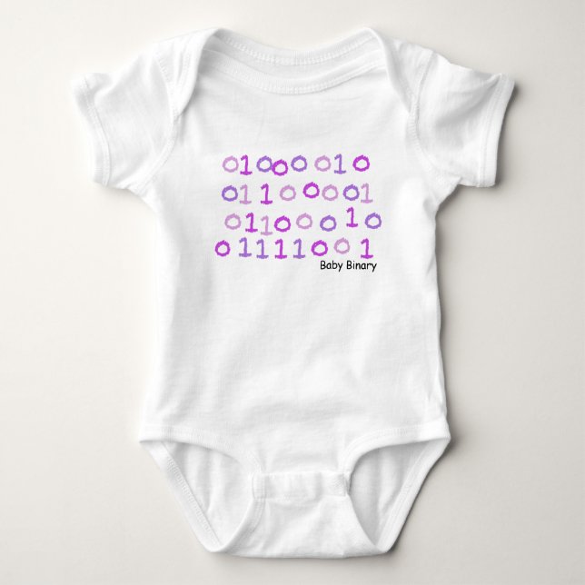Camiseta Sleepsuit binário cor-de-rosa do bebê (Frente)