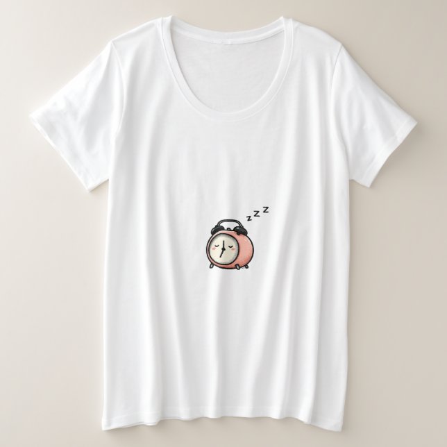 Camiseta Sleepy Alarm Clock Cartoon – Still Not Awake (Frente do Design)