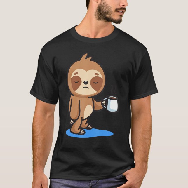 Camiseta Sleepy Sloth com café Nope hoje não (Frente)
